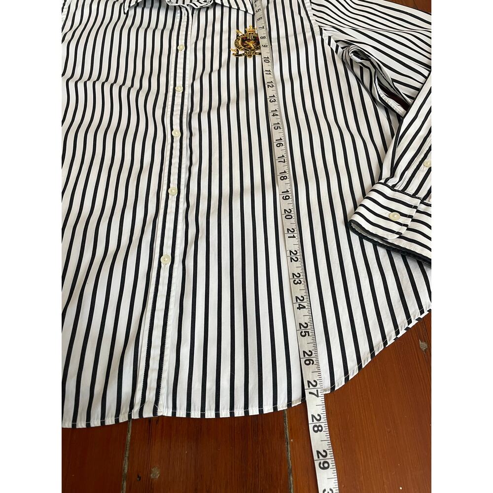 Lauren Ralph Lauren Striped Button Shirt XL Crest Logo Cotton Preppy - Picture 7 of 8